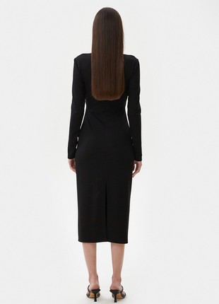 Black midi viscose dress with cut outs2 photo