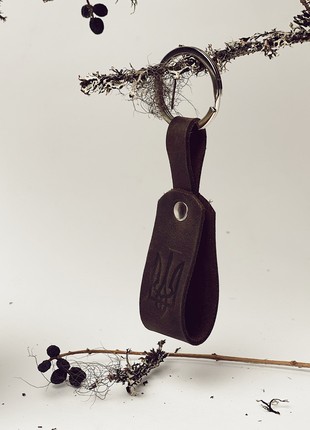 Leather Key Fob with Ukrainian Trident2 photo