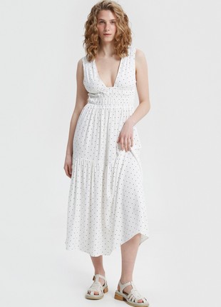 Milky viscose midi dress with polka dot print2 photo