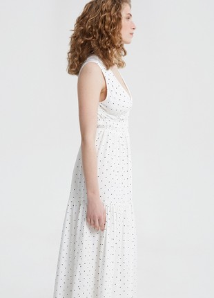 Milky viscose midi dress with polka dot print3 photo