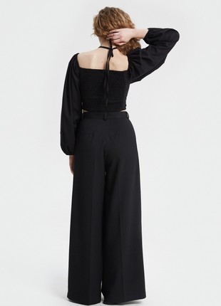 Black palazzo pants made of suit fabric with viscose5 photo