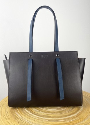 Dark brown crossbody, dark brown purse, Top handle leather bag woman, Zipper leather handbag, Massanger bag for woman, Lamponi Trapez3 photo