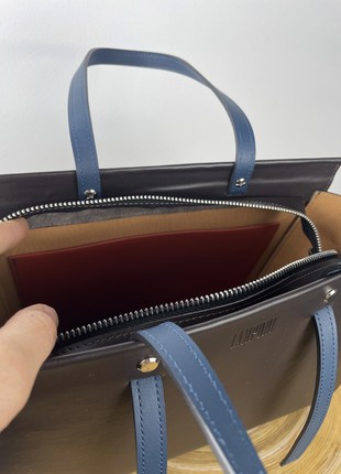 Grey crossbody bag, Grey leather purse, Top handle leather bag woman, Zipper leather handbag, Massanger bag for woman, Lamponi Trapez4 photo