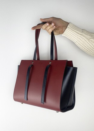 Burgundy crossbody bag, Burgundy leather purse, Top handle leather bag woman, Zipper leather handbag, Massanger bag for woman, Lamponi Trapez