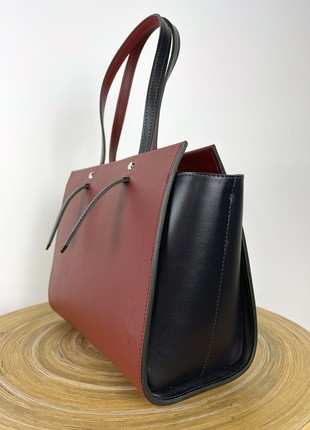 Burgundy crossbody bag, Burgundy leather purse, Top handle leather bag woman, Zipper leather handbag, Massanger bag for woman, Lamponi Trapez4 photo