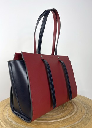 Burgundy crossbody bag, Burgundy leather purse, Top handle leather bag woman, Zipper leather handbag, Massanger bag for woman, Lamponi Trapez3 photo