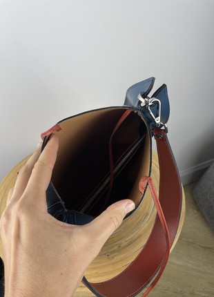 Large Leather Bag For Woman, Blue leather crossbody, Blue leather purse, Lamponi Guitar5 photo