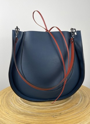 Large Leather Bag For Woman, Blue leather crossbody, Blue leather purse, Lamponi Guitar3 photo