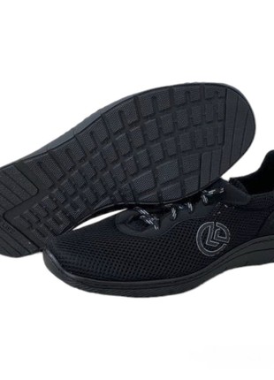 Men's summer black sneakers (KLS-570)8 photo