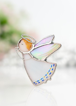 Custom stained glass guardian angel jewelry