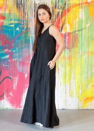 Greensboro linen dress black2 photo
