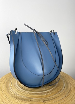Large Leather Bag For Woman, Blue leather crossbody, Blue leather purse, Lamponi Guitar5 photo