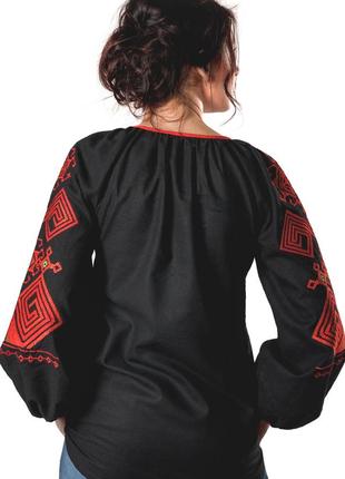 Women's embroidered shirt black linen Infinity2 photo