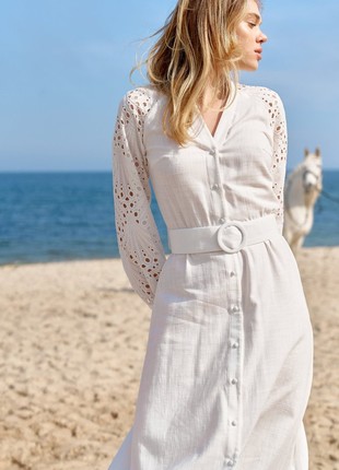 COTTON MILK DRESS WITH A BELT GEPUR4 photo