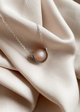 Sterling silver necklace SYLVIA with peach moonstone