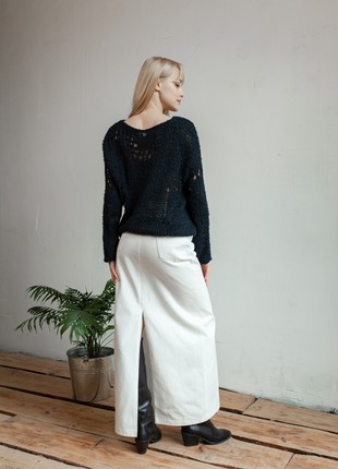 Silk black hand-knitted sweater in stock3 photo