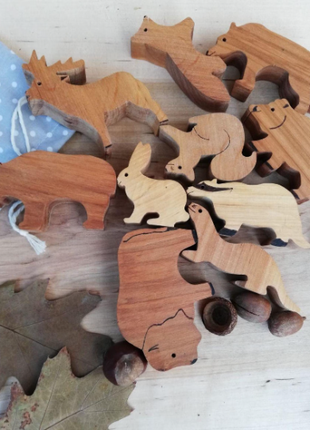 Wooden Animal Toys, Wooden Forest Animal Set