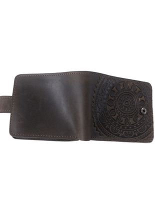 Leather wallet "Mandala" brown Handmade2 photo