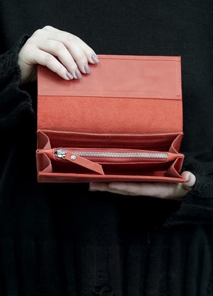 Leather wallet for women (red)2 photo