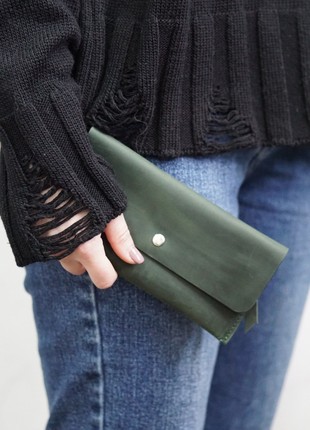 Leather wallet for women (green)2 photo
