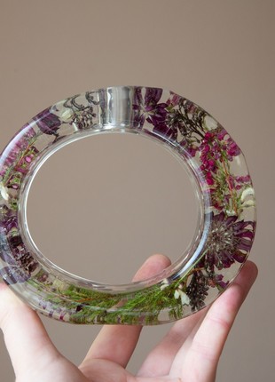 Resin vase with pressed flowers, Home decor vase, Handmade colorful vase5 photo