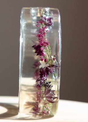 Resin vase with pressed flowers, Home decor vase, Handmade colorful vase8 photo