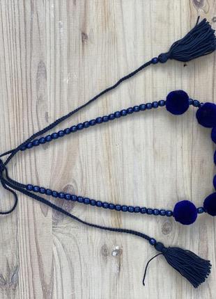 One row blue necklace with tassels2 photo