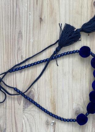 One row blue necklace with tassels3 photo
