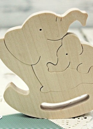 Wooden elephant puzzle, Elephant family, Wooden animal toys, Wooden toys, Children's wooden toys