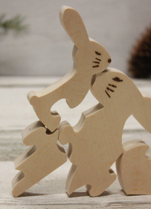 Handmade Wooden Animal Puzzle - Bunny Rabbit - Montessori Toy