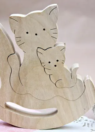Cats family, Wooden cats, Wooden toys, Puzzle game toys, Montessori baby toy, Children's toy3 photo