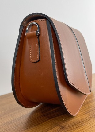 Leather saddle bag for Woman, Brown Crossbody Bag, Brown Leather Purse, Brown Shoulder Bag, Lamponi Saddle brown/blue3 photo
