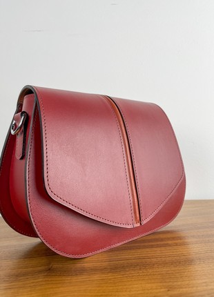 Leather saddle bag for Woman, Burgundy Crossbody Bag, Burgundy Leather Purse, Burgundy Shoulder Bag, Lamponi Saddle burgundy2 photo