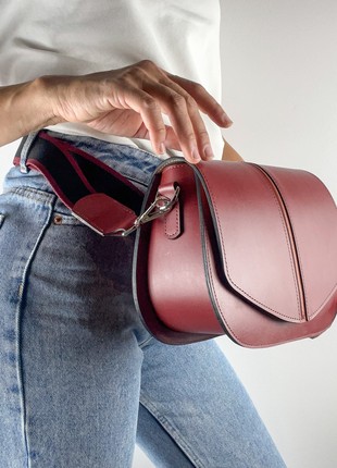 Leather saddle bag for Woman, Burgundy Crossbody Bag, Burgundy Leather Purse, Burgundy Shoulder Bag, Lamponi Saddle burgundy5 photo