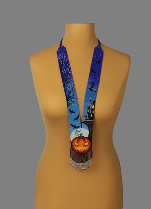 Pumpkin bead necklace woven bead jewelry5 photo