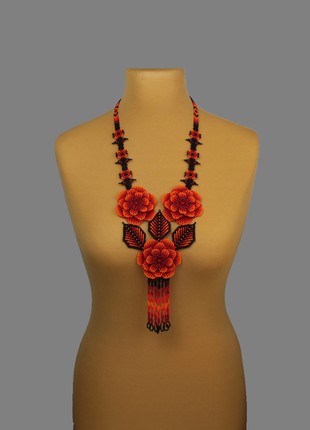 Red flower necklace elegant jewelry for mom5 photo