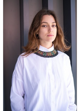 Beaded necklace-sylyanka  "Hutsulska" dark1 photo
