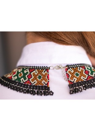 Beaded necklace-sylyanka  "Hutsulska" dark6 photo