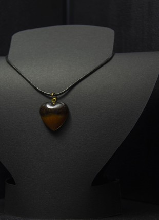 Pendant "Heart" orange-black + mother-of-pearl2 photo