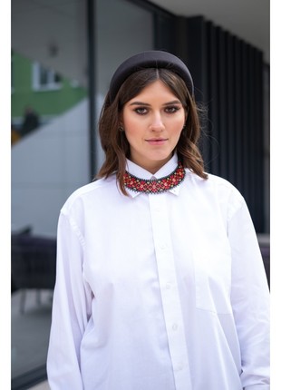 Beaded black and red with gold necklace Sylyanka2 photo