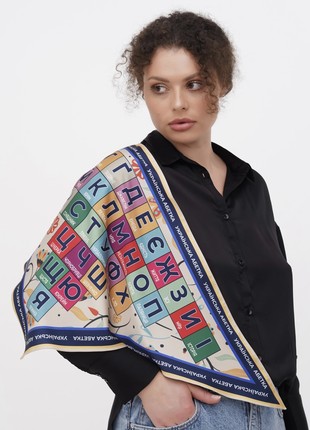 Designer  scarf ""Ukrainian alphabet ,, triangular bandana from the designer Art Sana1 photo