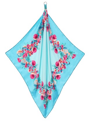Silk scarf My Scarf "Ukraine  spring" luxurious print. Decorated with natural t agat  stone3 photo