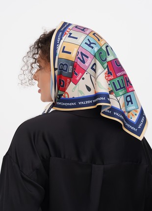 Designer  scarf ""Ukrainian alphabet ,, triangular bandana from the designer Art Sana2 photo