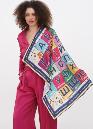 Designer big  scarf ""Ukrainian alphabet ,,  from the designer Art Sana4 photo