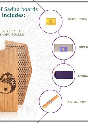 Oh! SADHU Board for Yoga from Natural Oak Wood, Foot Shape, Natural Wood Yin Yang4 photo