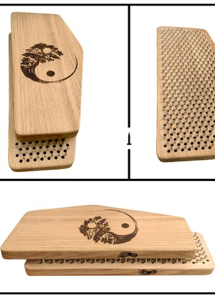 Oh! SADHU Board for Yoga from Natural Oak Wood, Foot Shape, Natural Wood Yin Yang2 photo