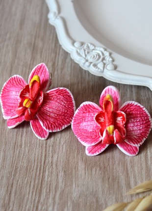 Pink orchid earrings,