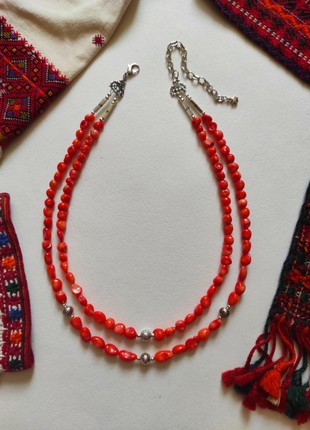 Necklace "Coral pebbles" from coral