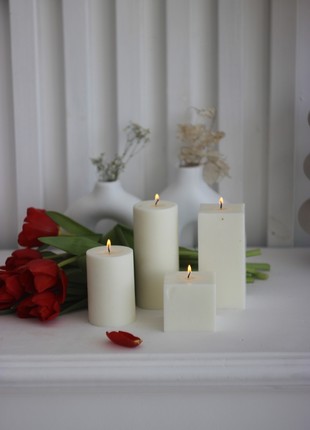 A set of BELLA CANDELA Classic candles in white color with gold plating2 photo