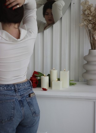 A set of BELLA CANDELA Classic candles in white color with gold plating4 photo